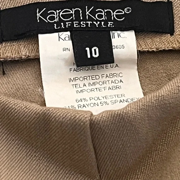 Karen Kane Lifestyle Tan Cuffed Ankle Trouser Stretch Workwear Size 10 - Picture 3 of 9